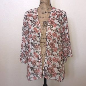 Floral Kimono Cardigan, Floral Open Front Cardigan
